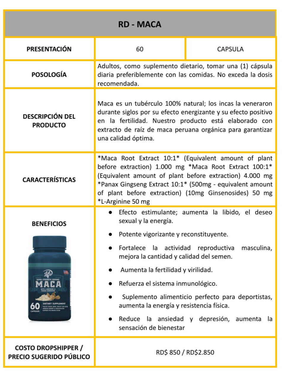 estracto de maca  modos de uso caracteristica